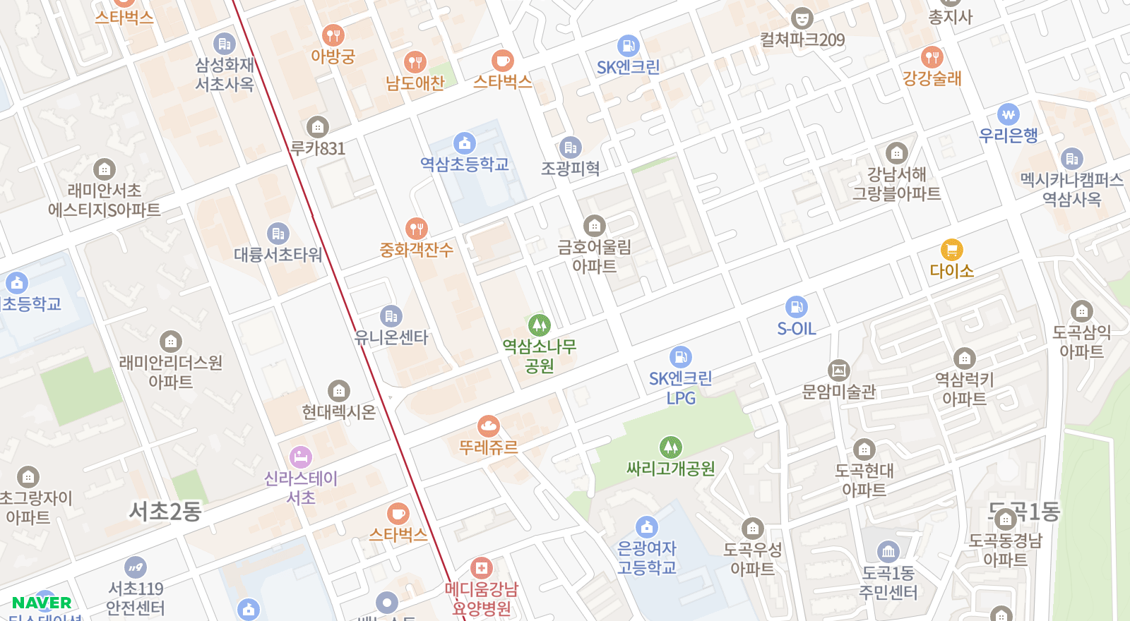 역삼동 일대 지도