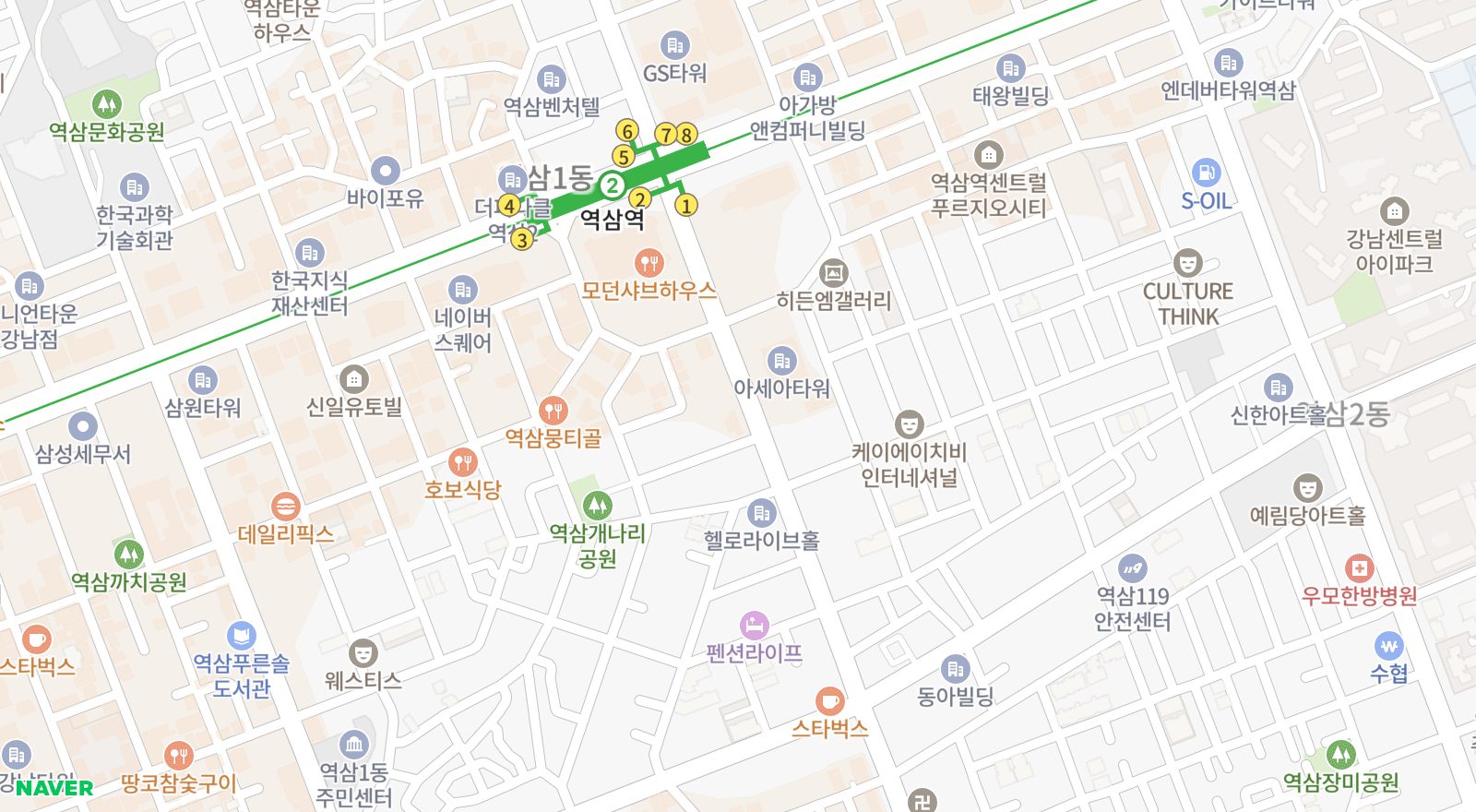 역삼동 일대 지도
