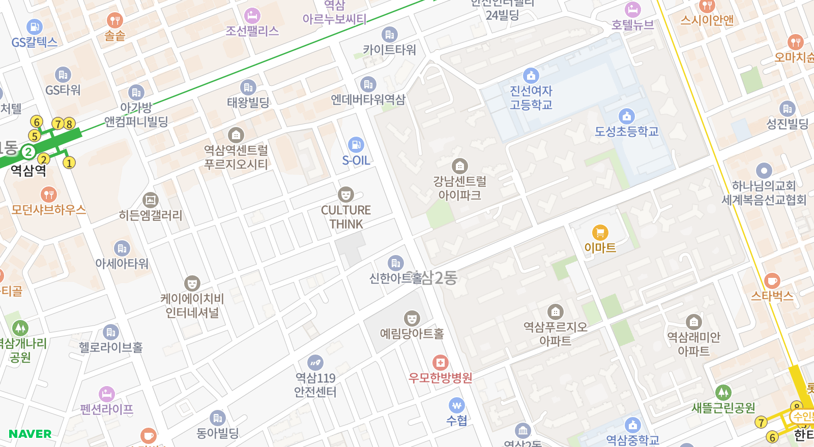역삼동 일대 지도