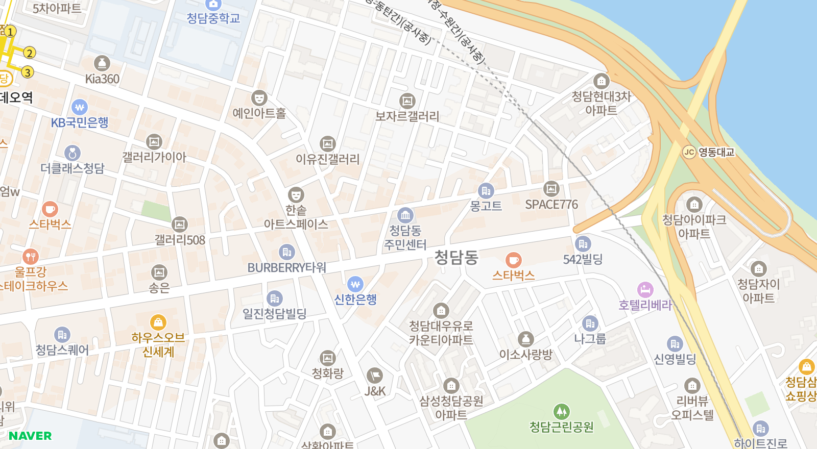 청담동 일대 지도