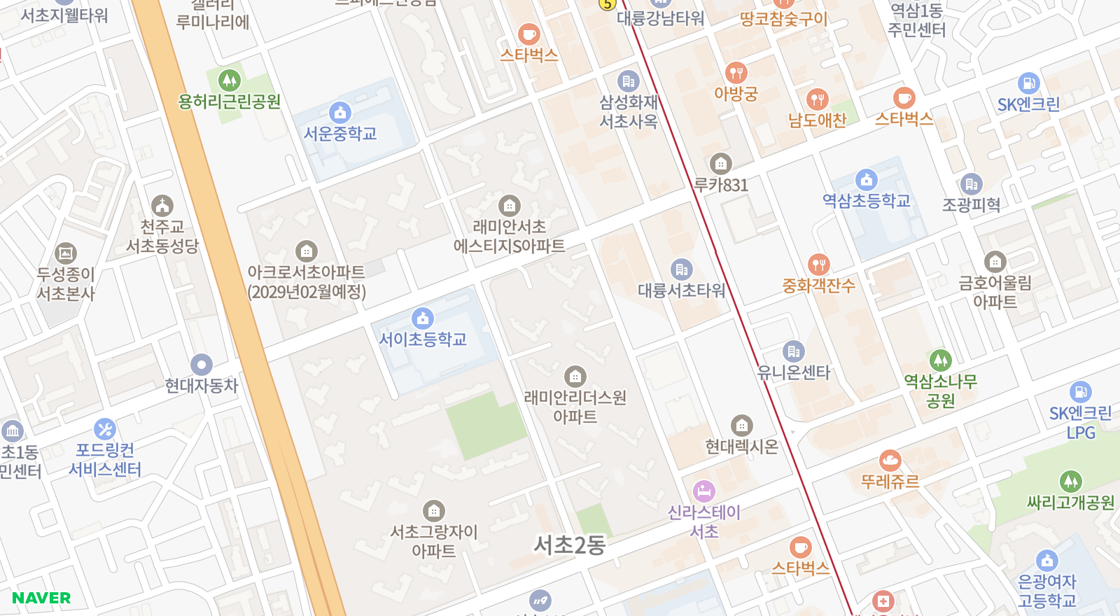 서초동 일대 지도