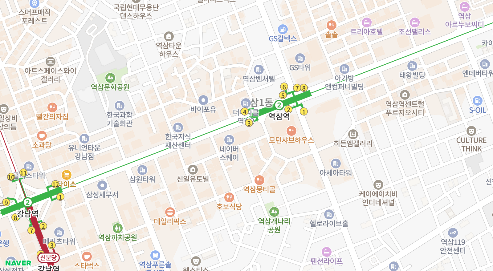 역삼동 일대 지도