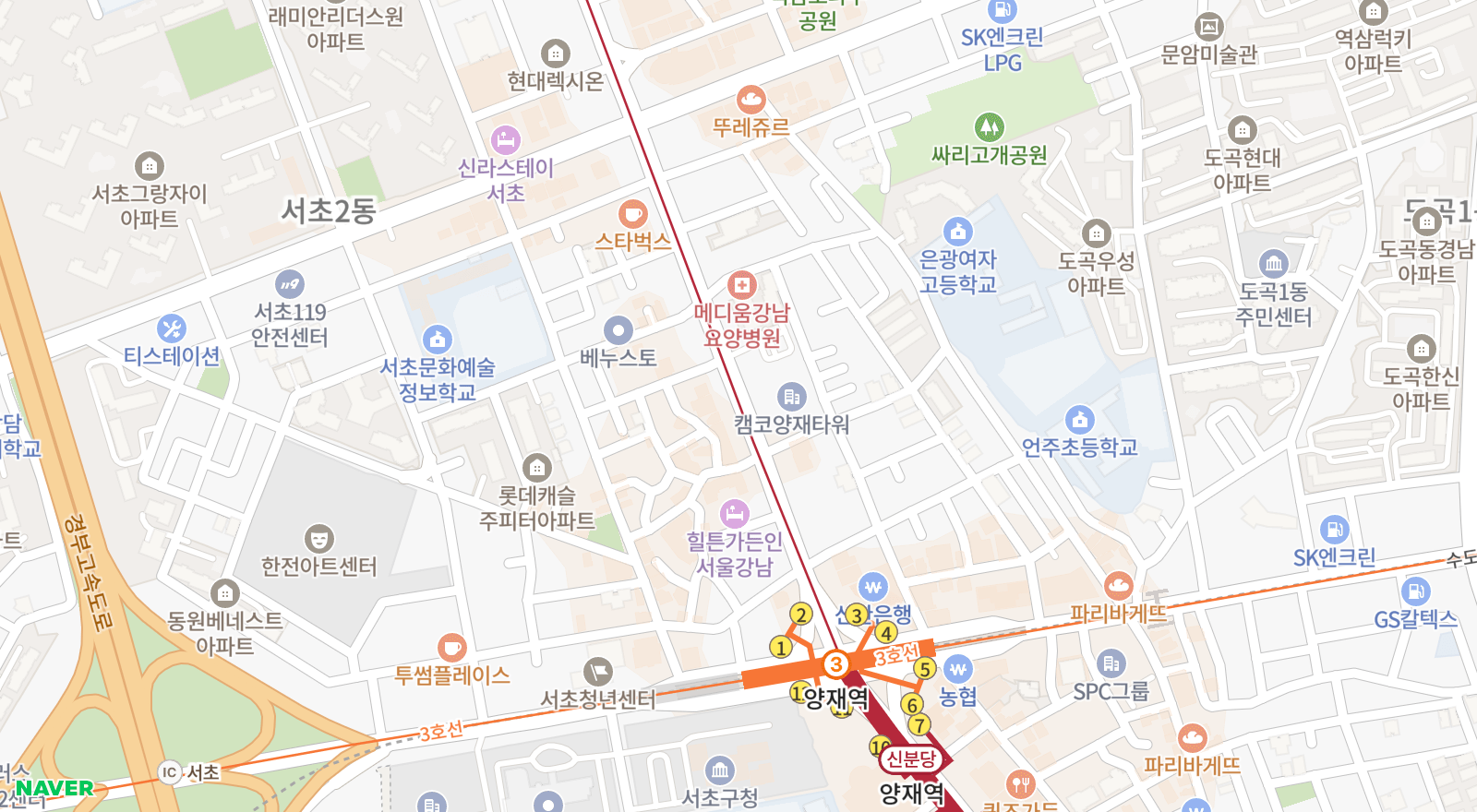 서초동 일대 지도
