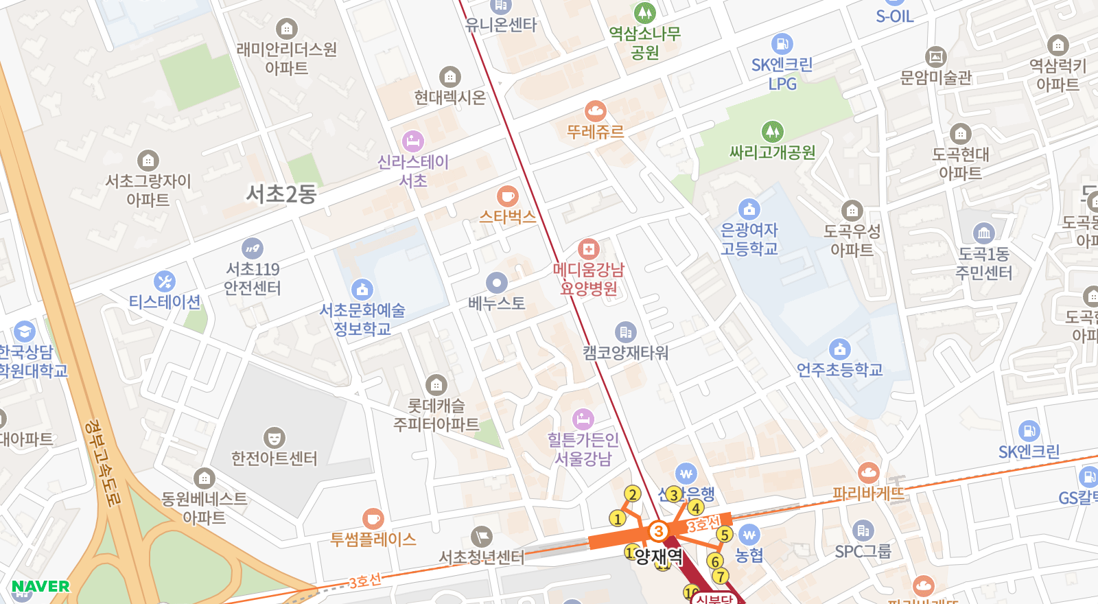 서초동 일대 지도