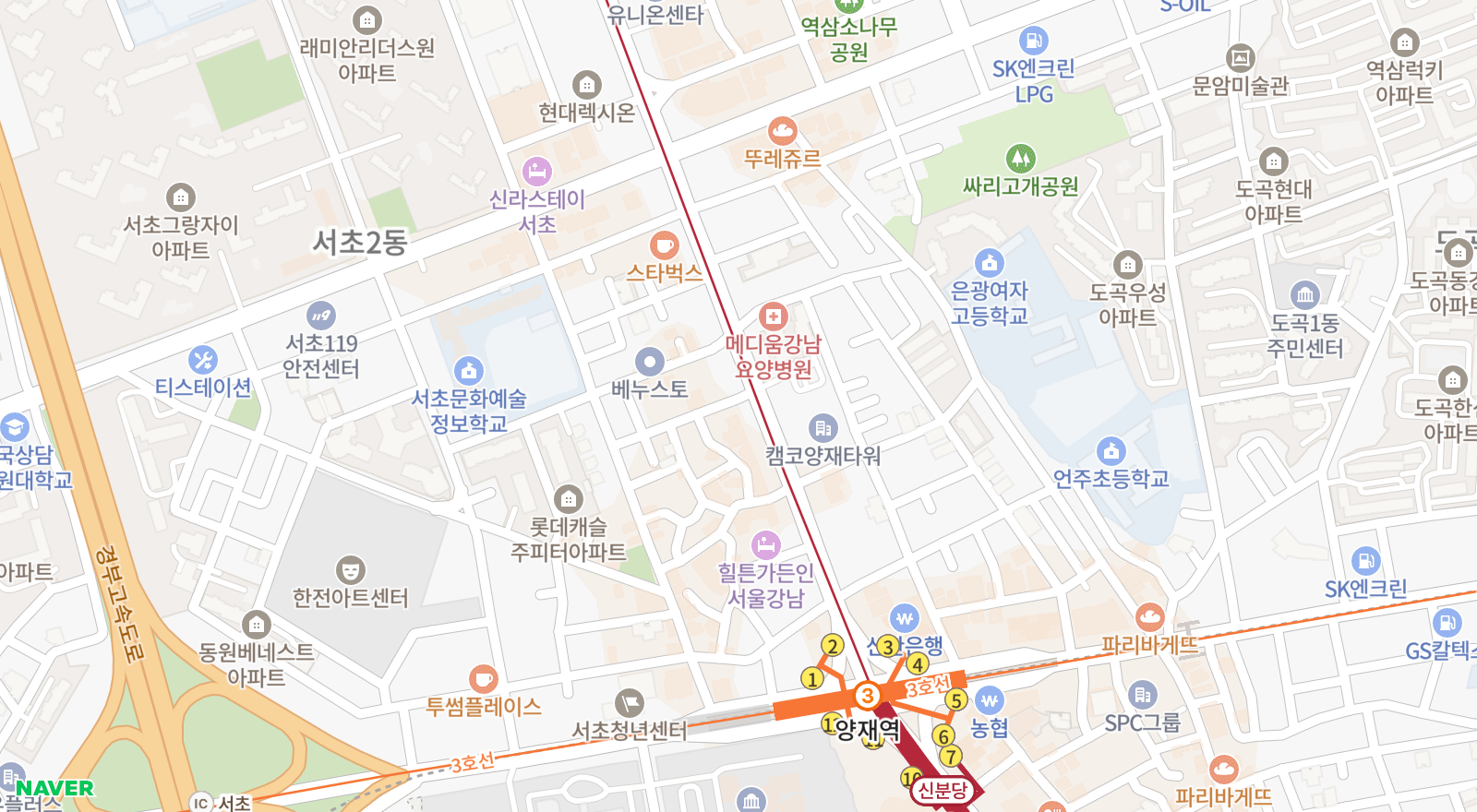 서초동 일대 지도
