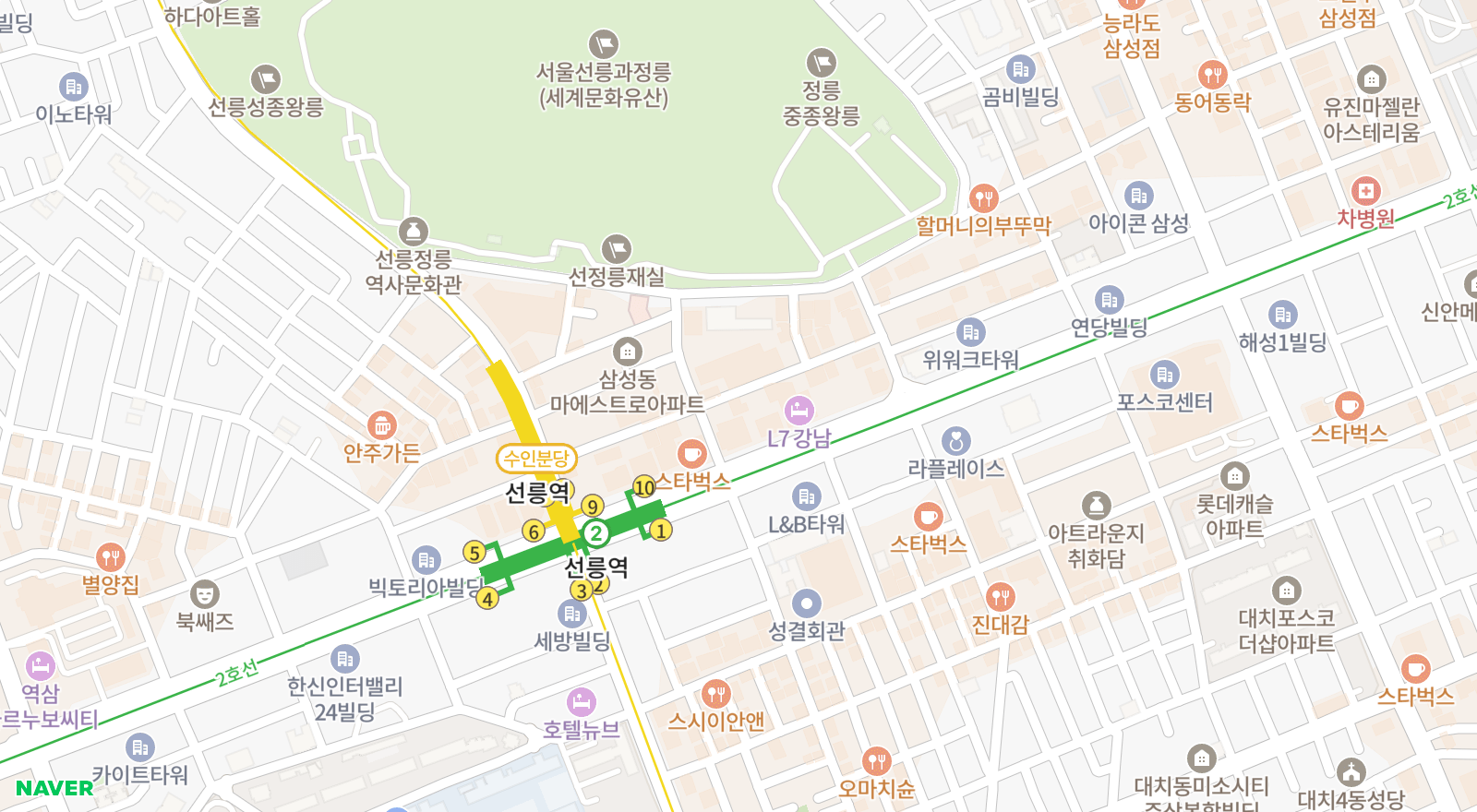 삼성동 일대 지도