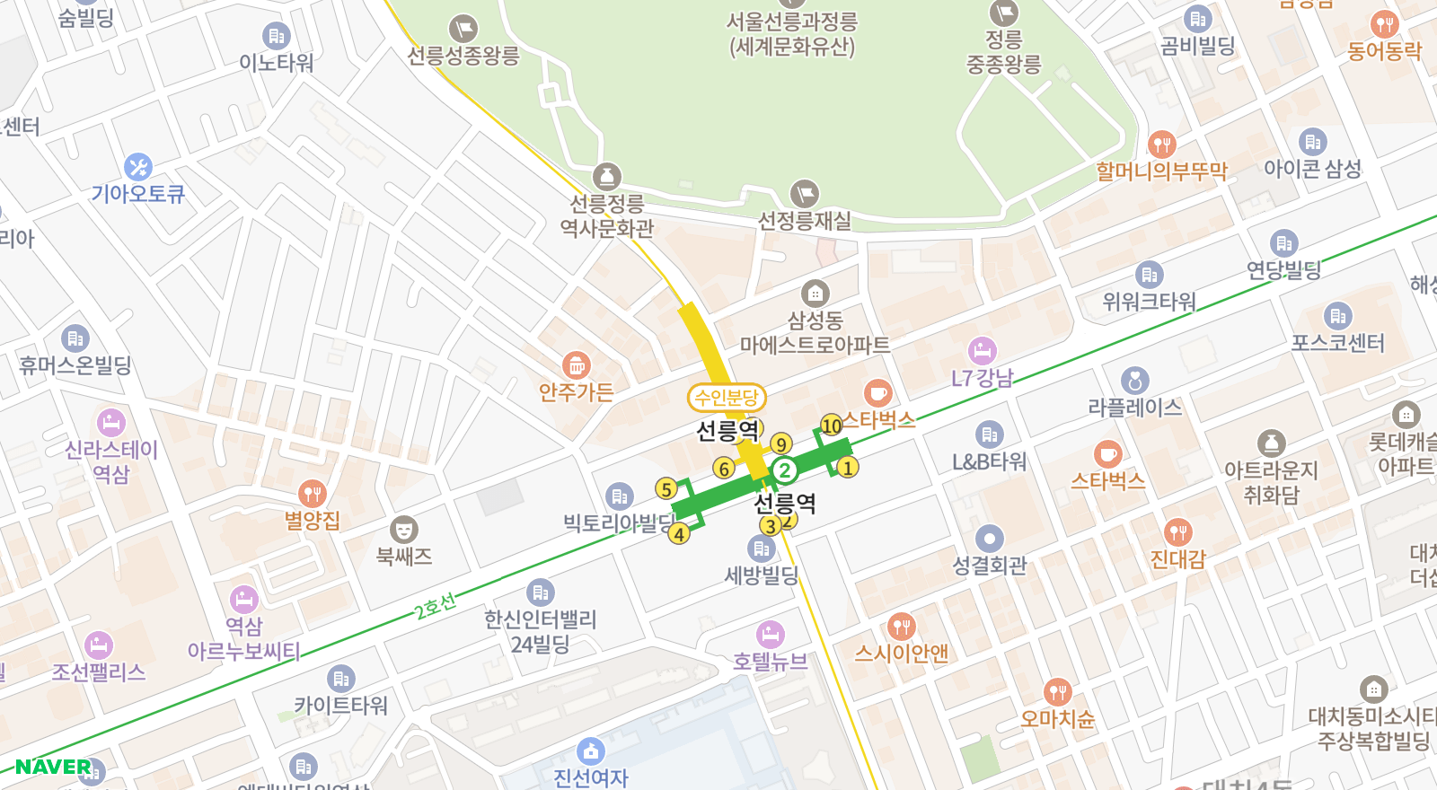 삼성동 일대 지도