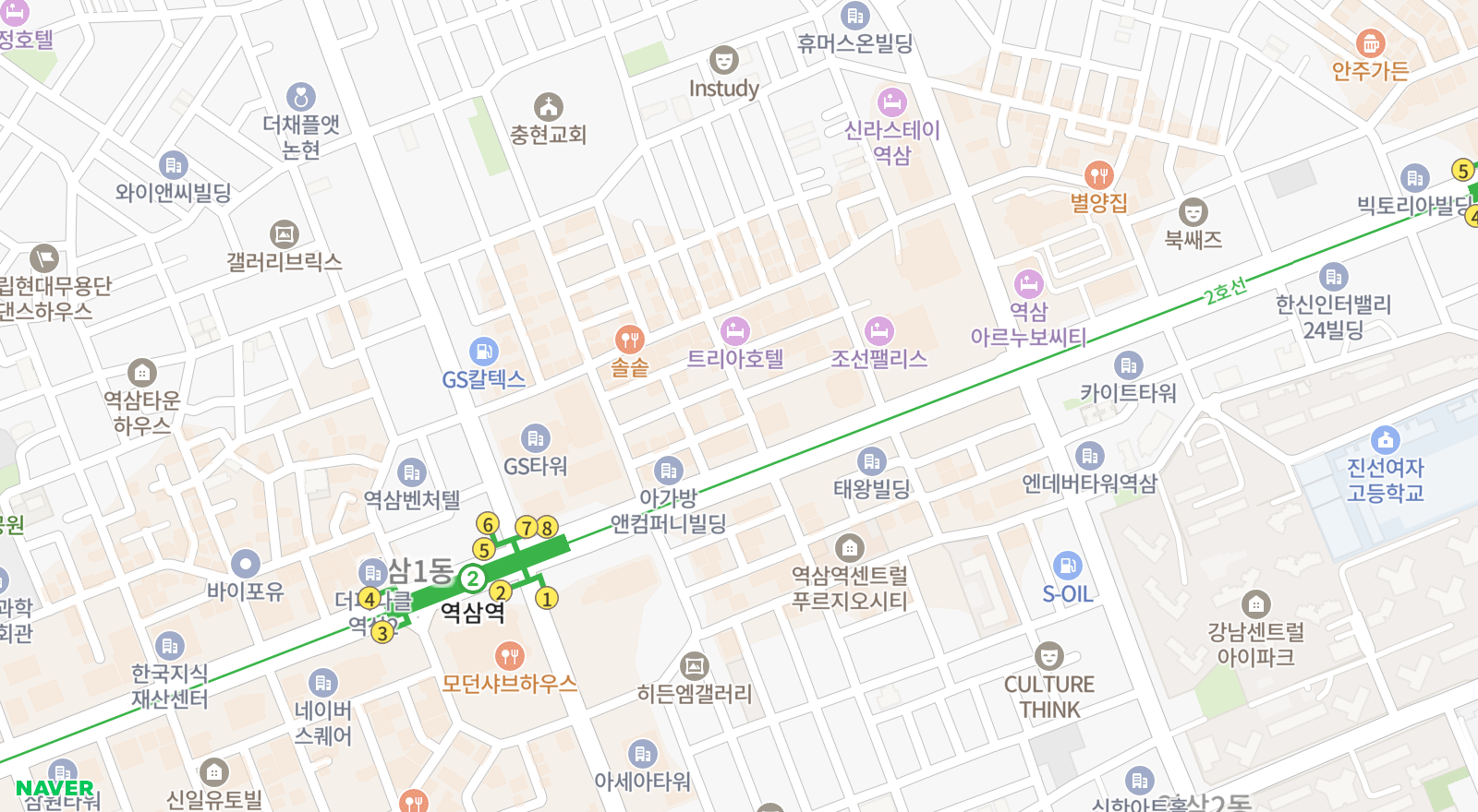 역삼동 일대 지도