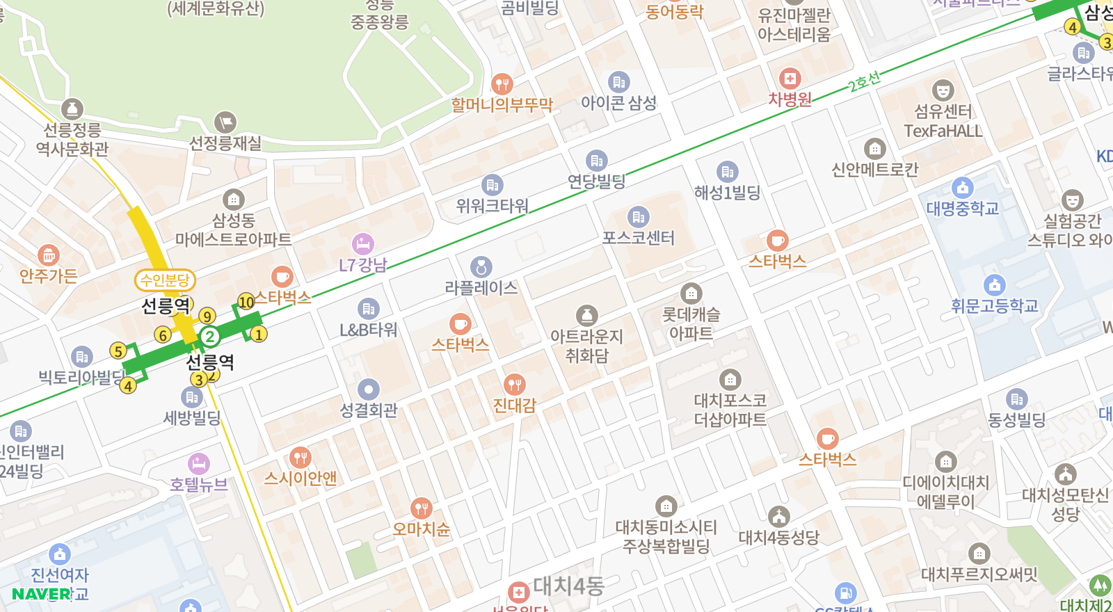 대치동 일대 지도