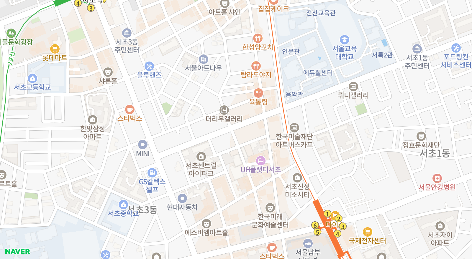 서초동 일대 지도