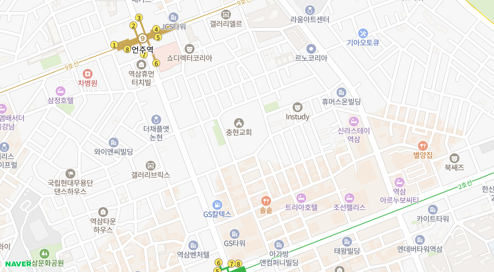 역삼동 일대 지도