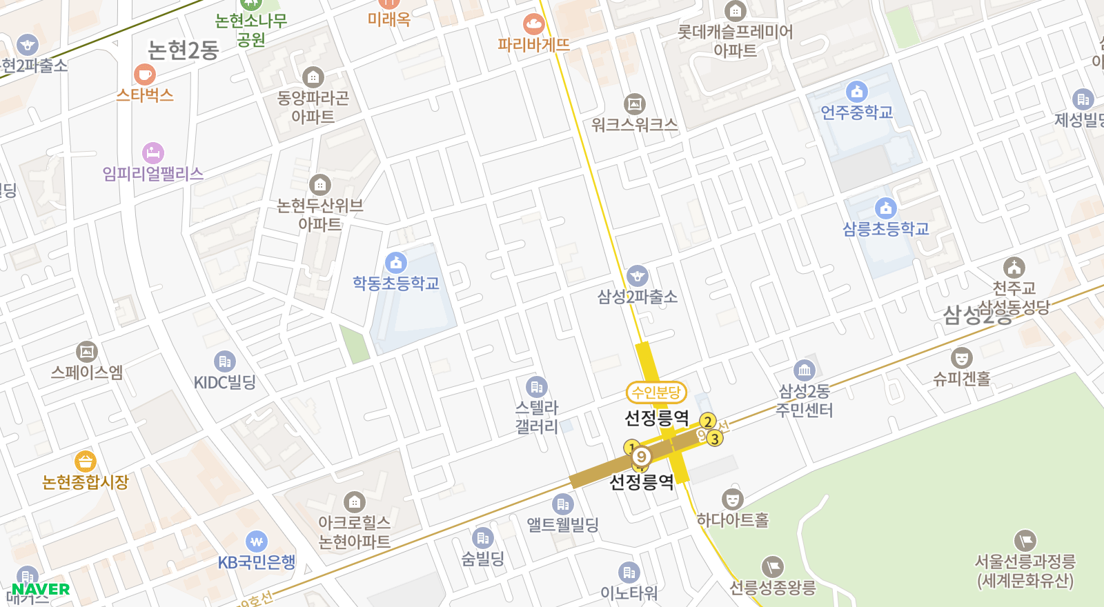 논현동 일대 지도