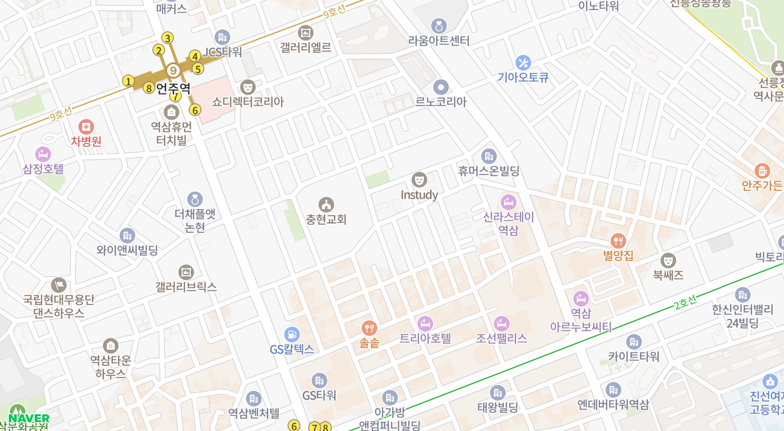 역삼동 일대 지도