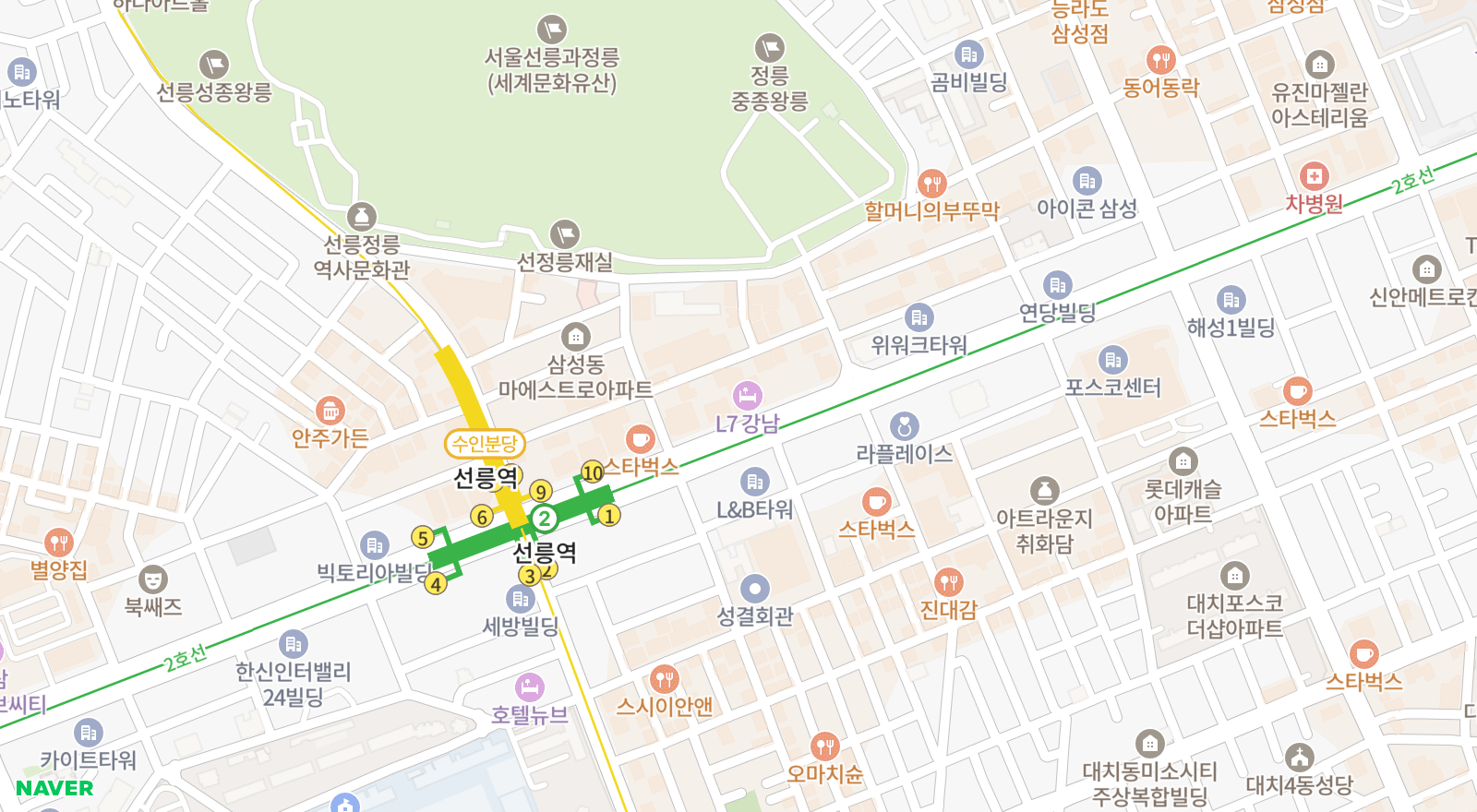 삼성동 일대 지도
