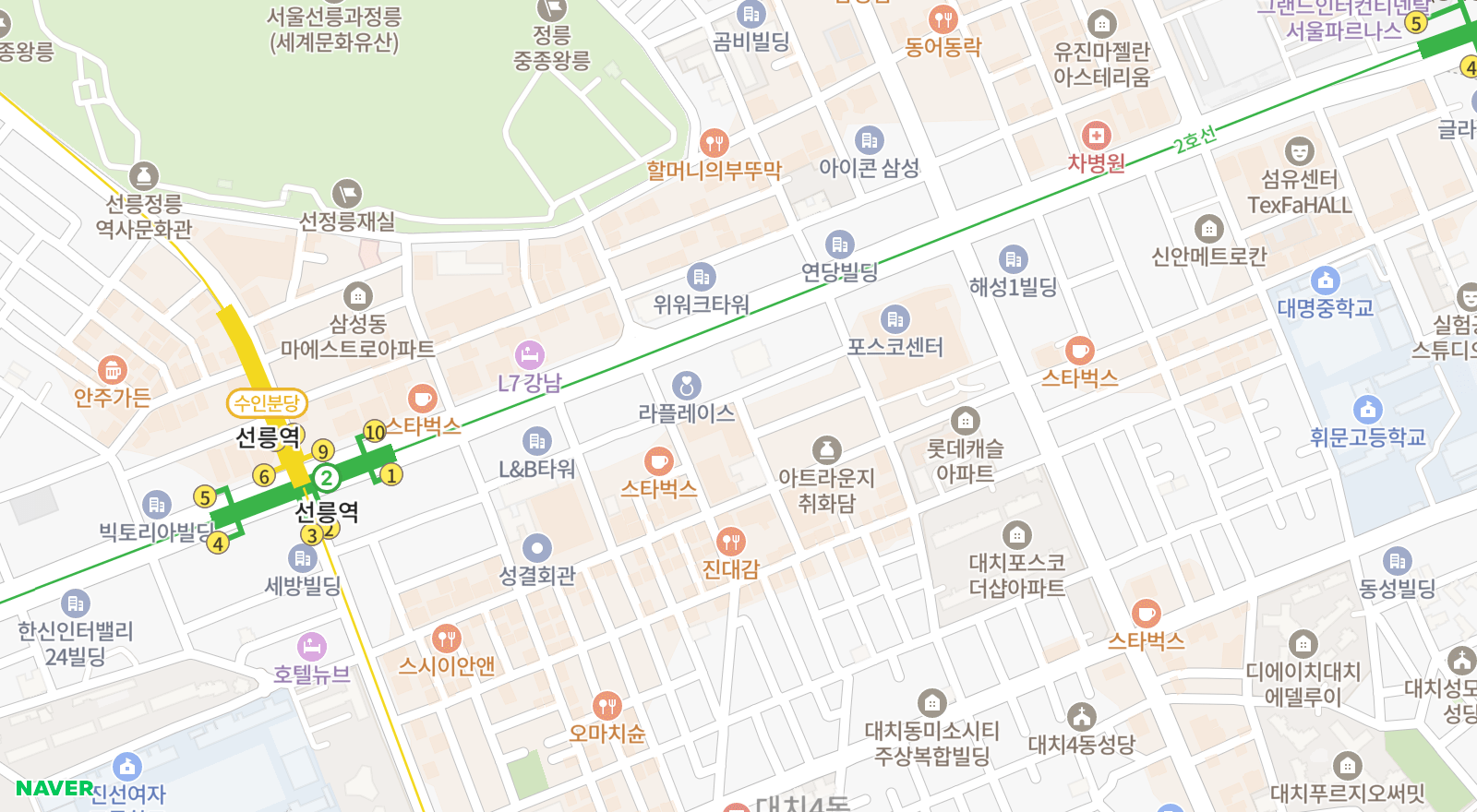 대치동 일대 지도