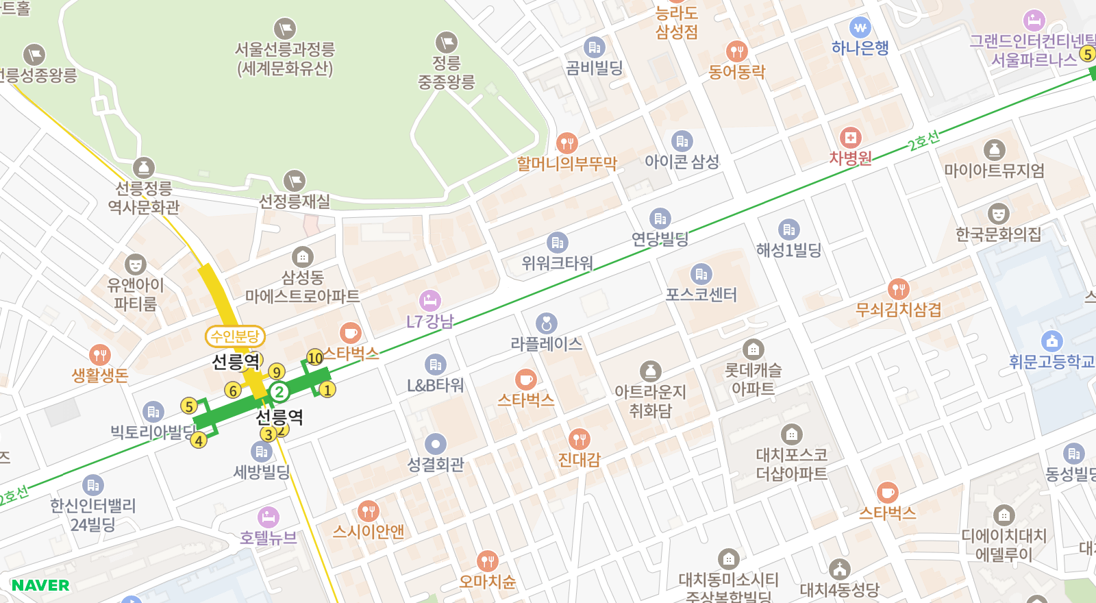 대치동 일대 지도