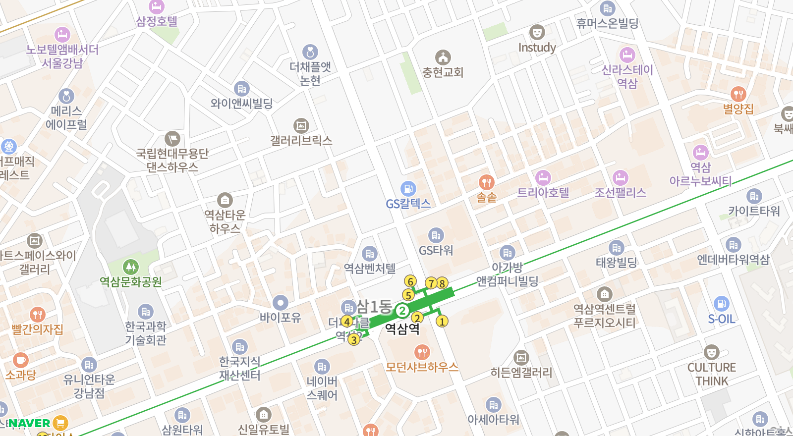 역삼동 일대 지도