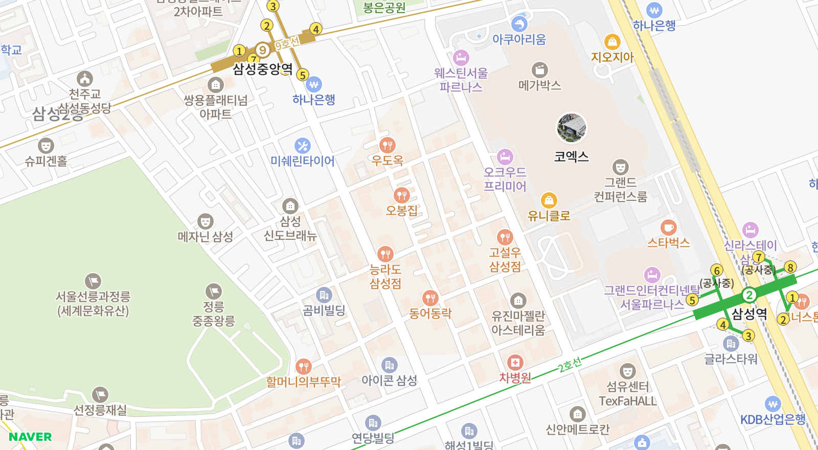 삼성동 일대 지도