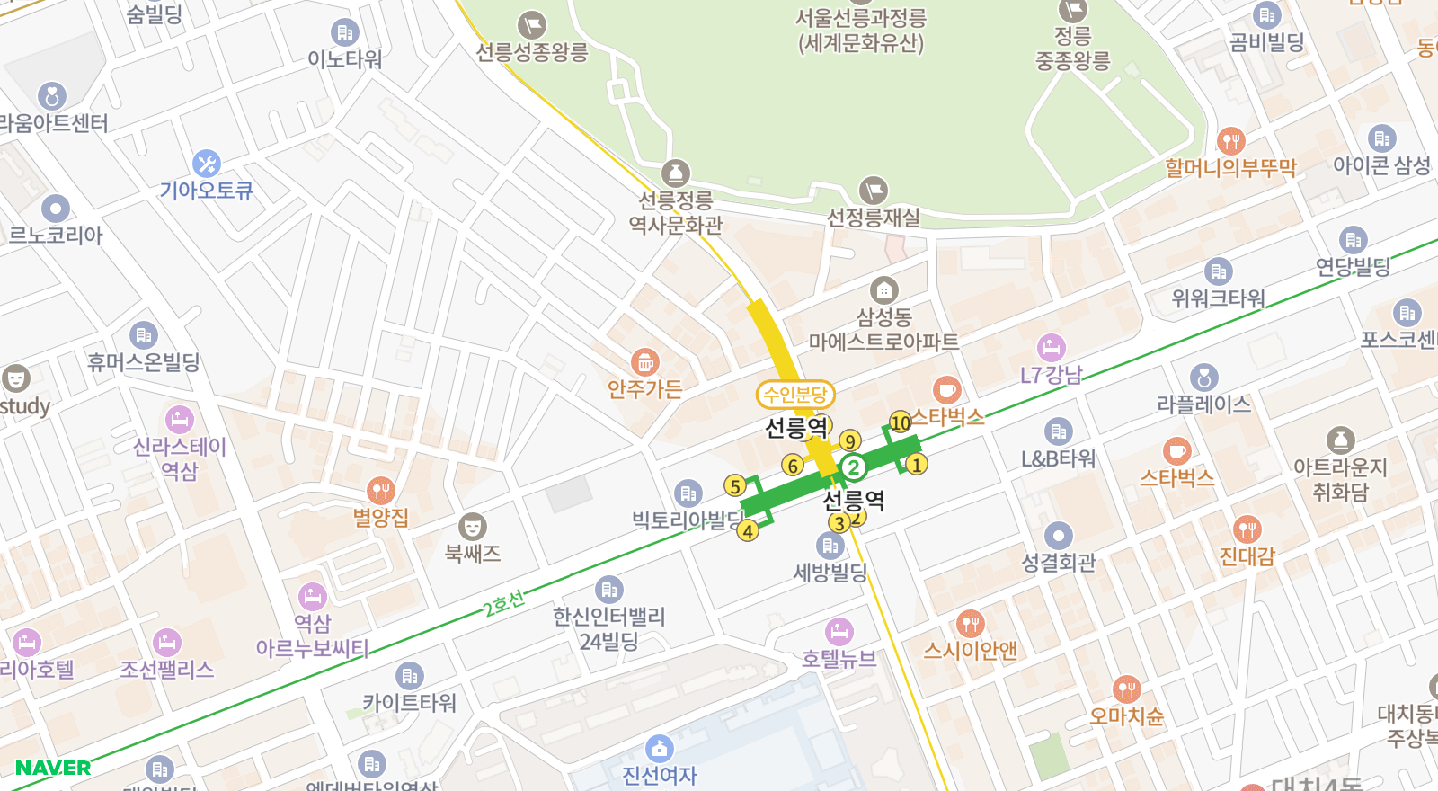 삼성동 일대 지도