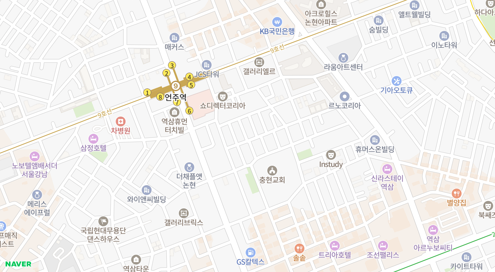 역삼동 일대 지도
