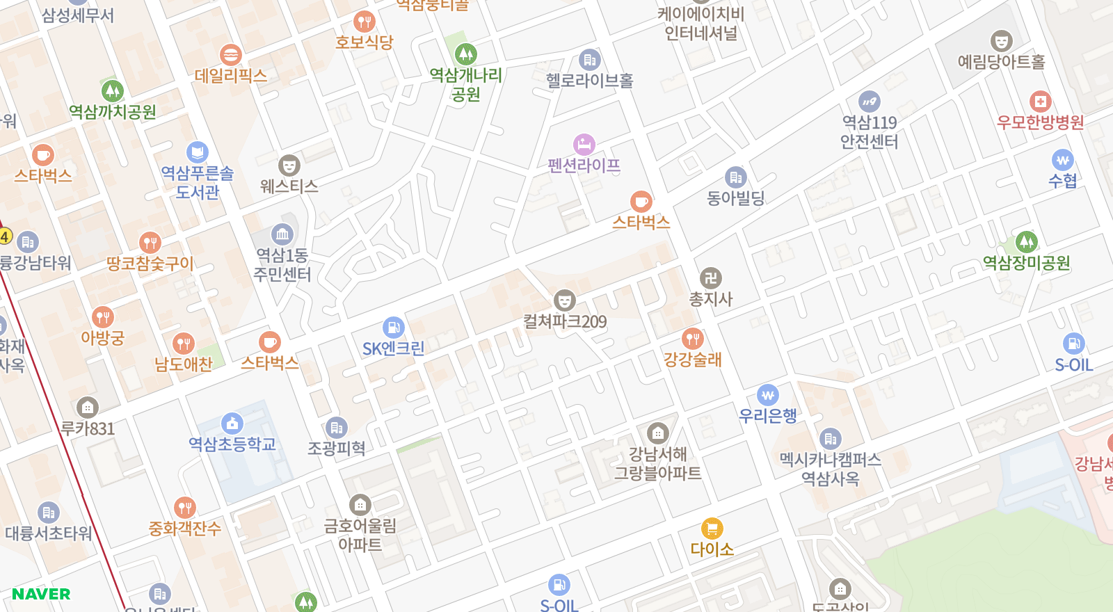 역삼동 일대 지도
