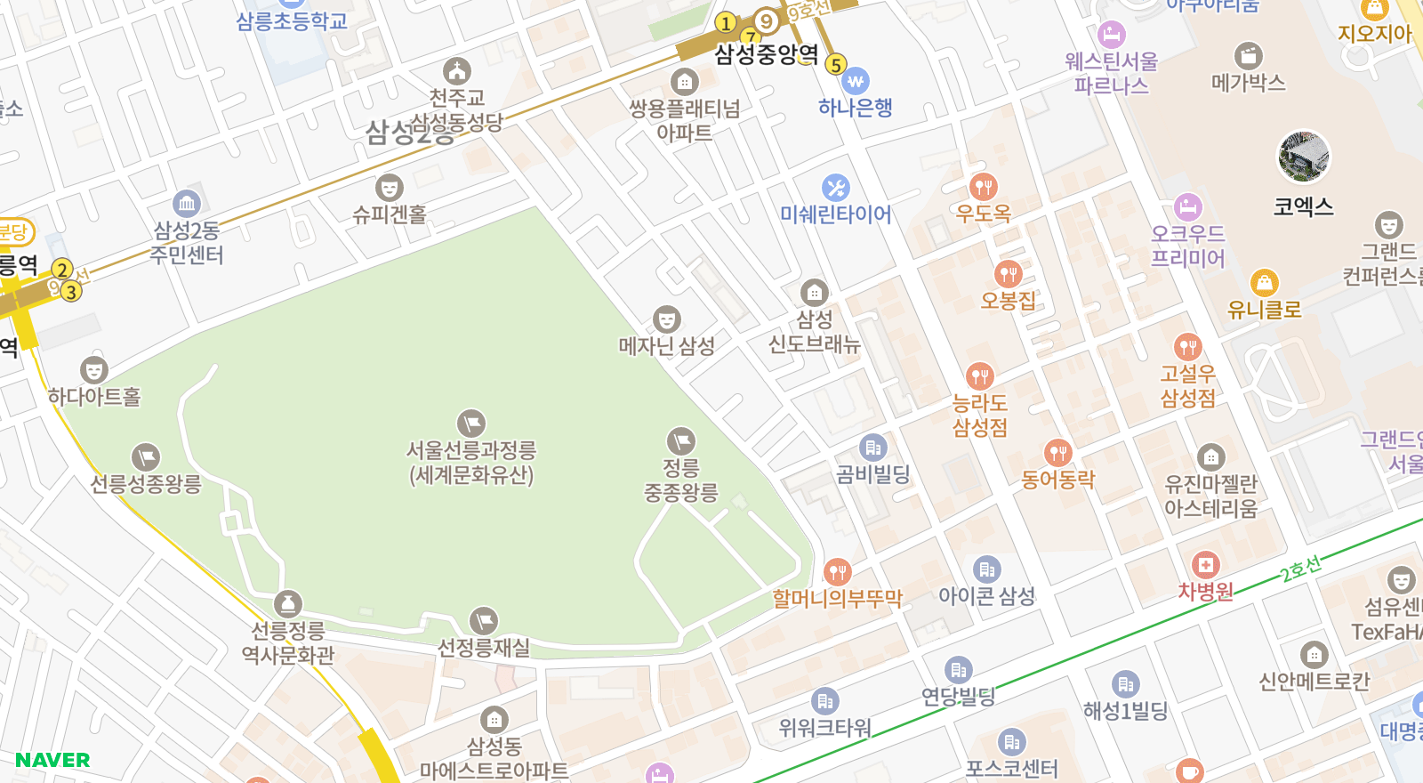 삼성동 일대 지도