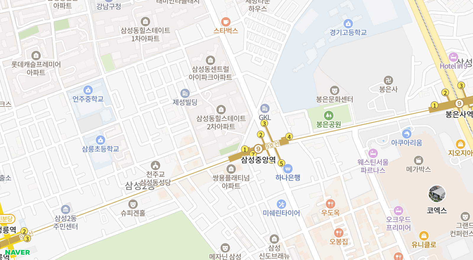 삼성동 일대 지도