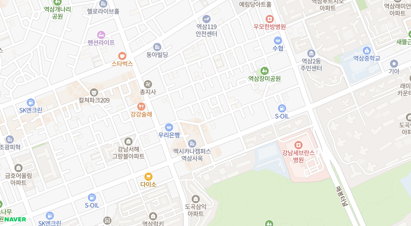 역삼동 일대 지도