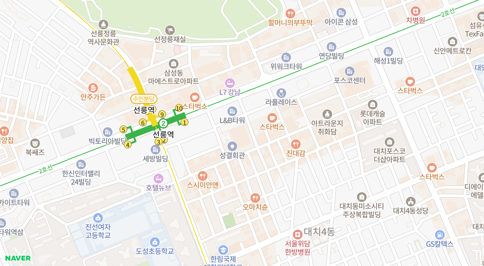 대치동 일대 지도