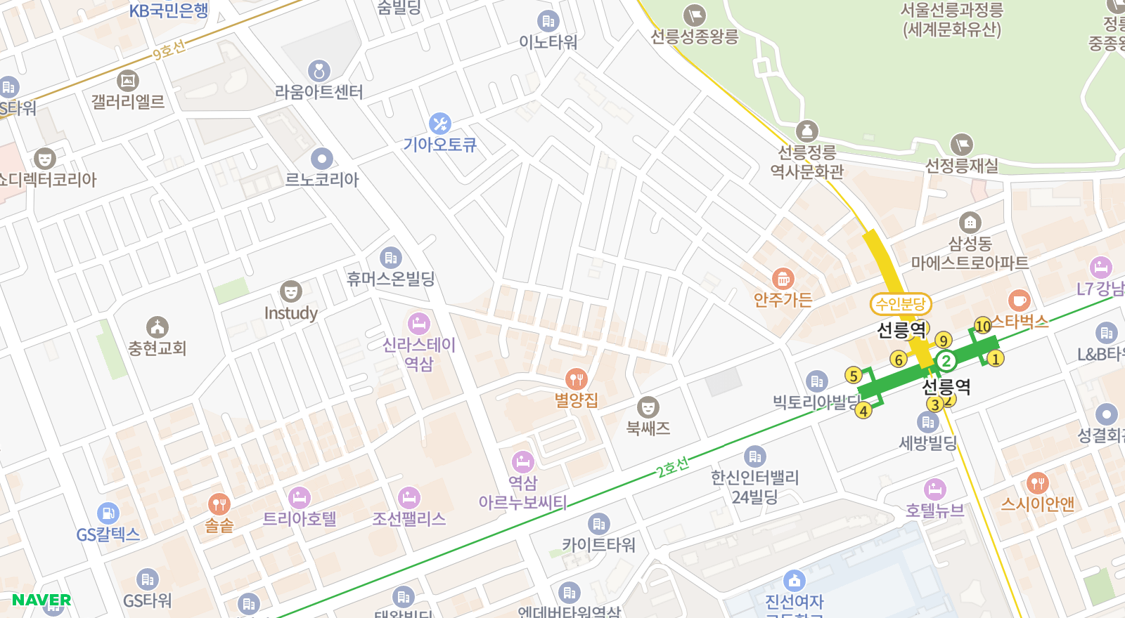 역삼동 일대 지도