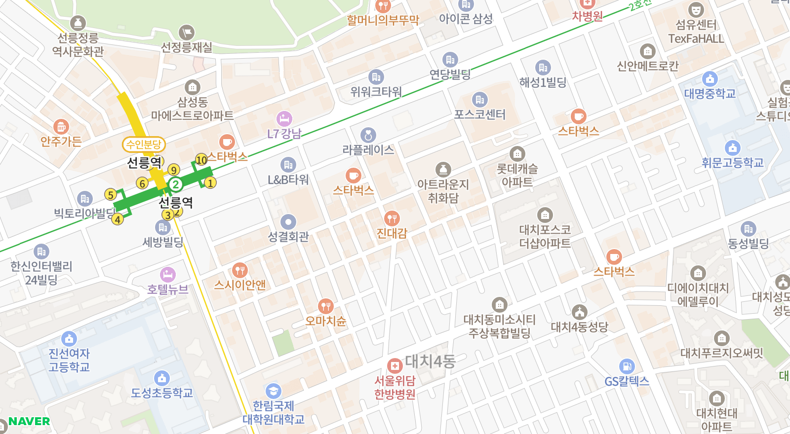 대치동 일대 지도