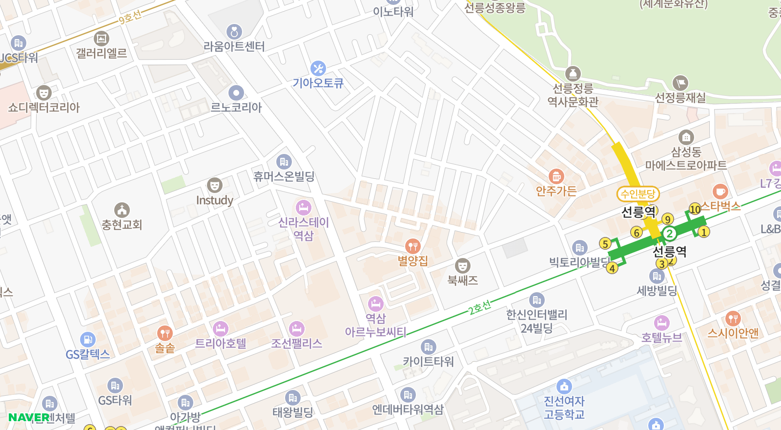 역삼동 일대 지도