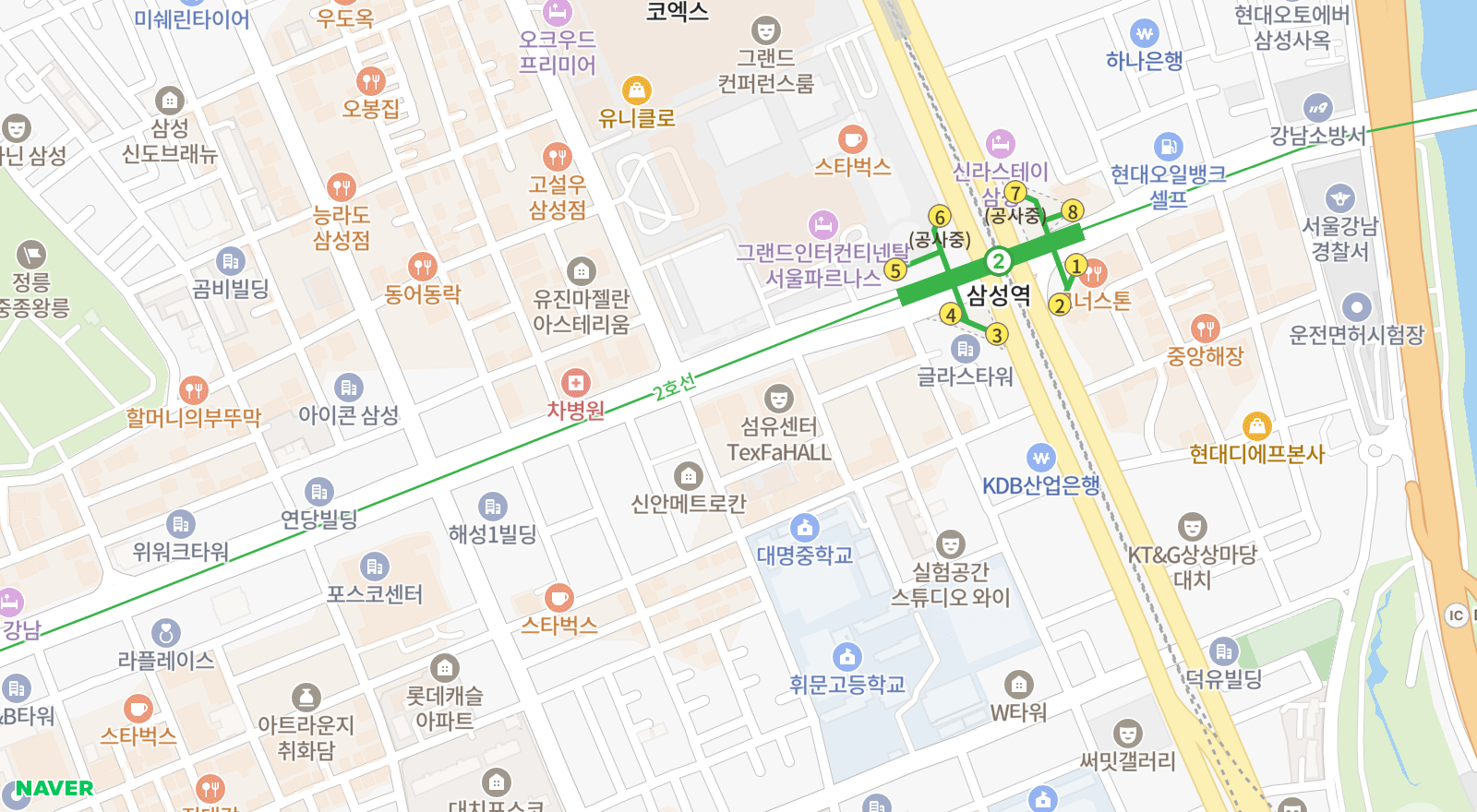 대치동 일대 지도