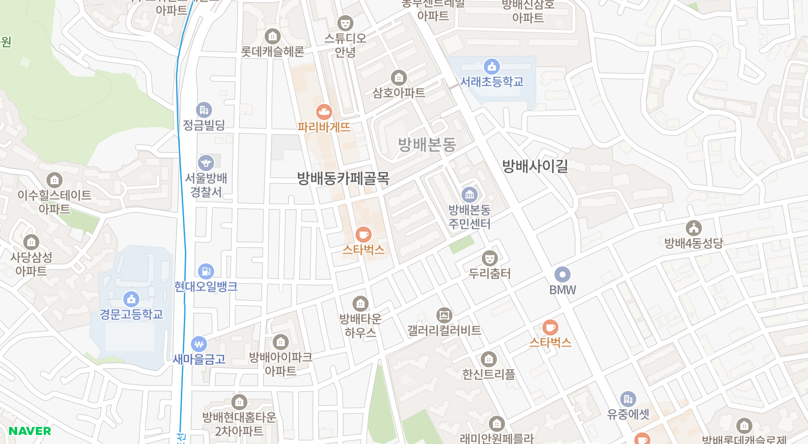 방배동 일대 지도