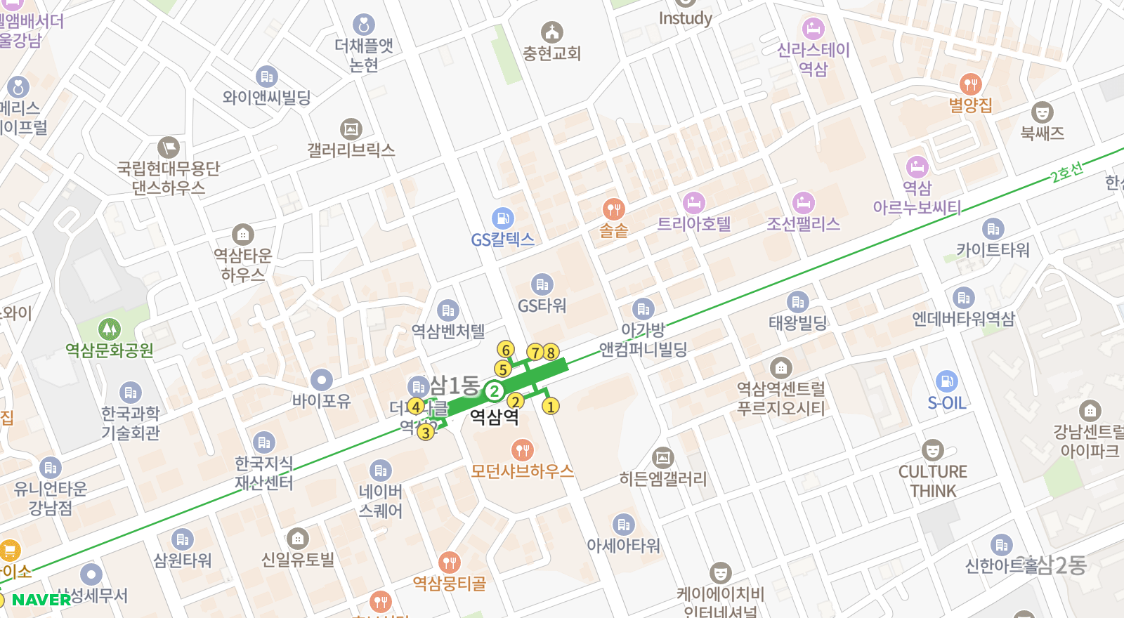 역삼동 일대 지도