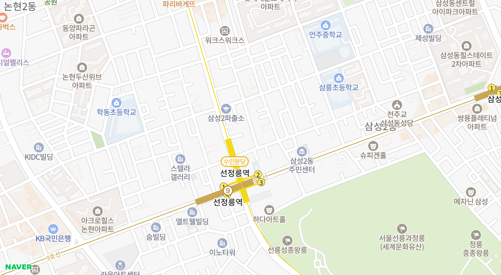삼성동 일대 지도