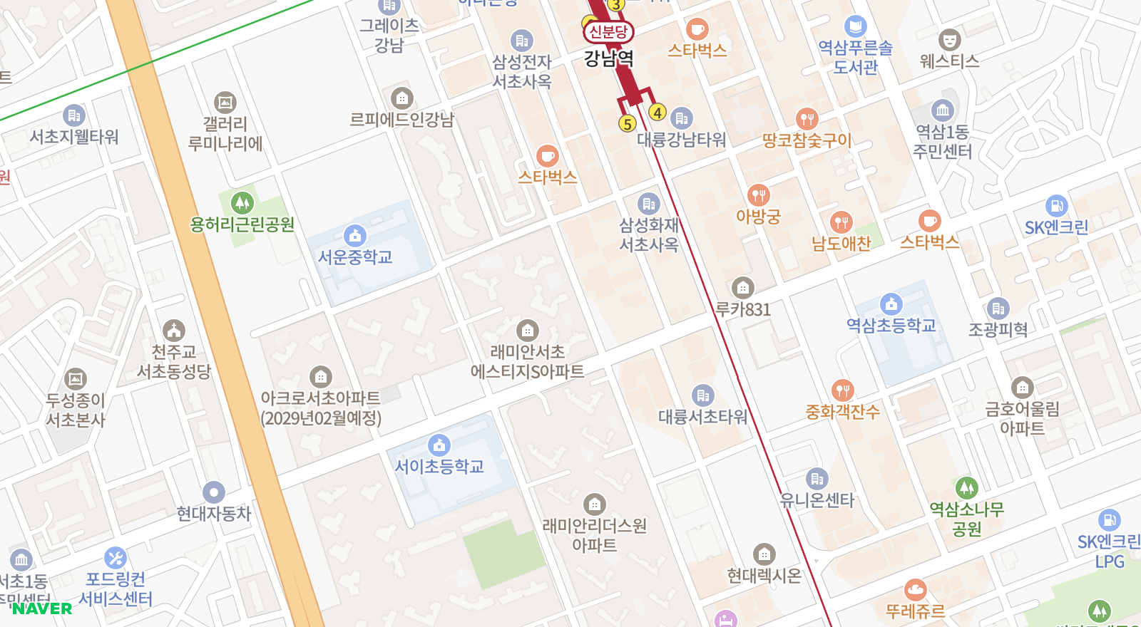 서초동 일대 지도