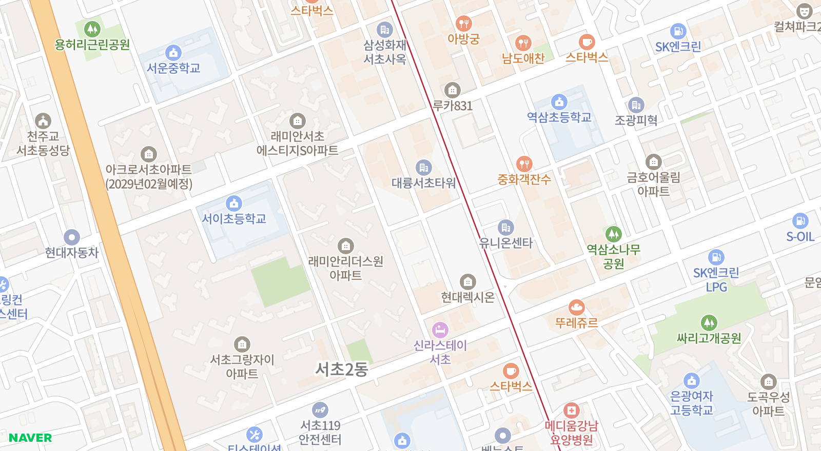 서초동 일대 지도