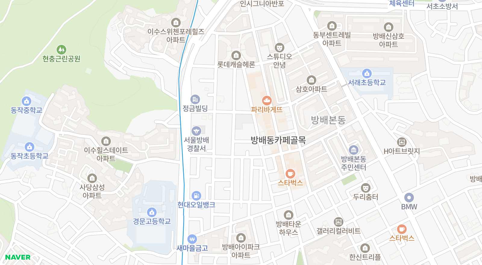 방배동 일대 지도