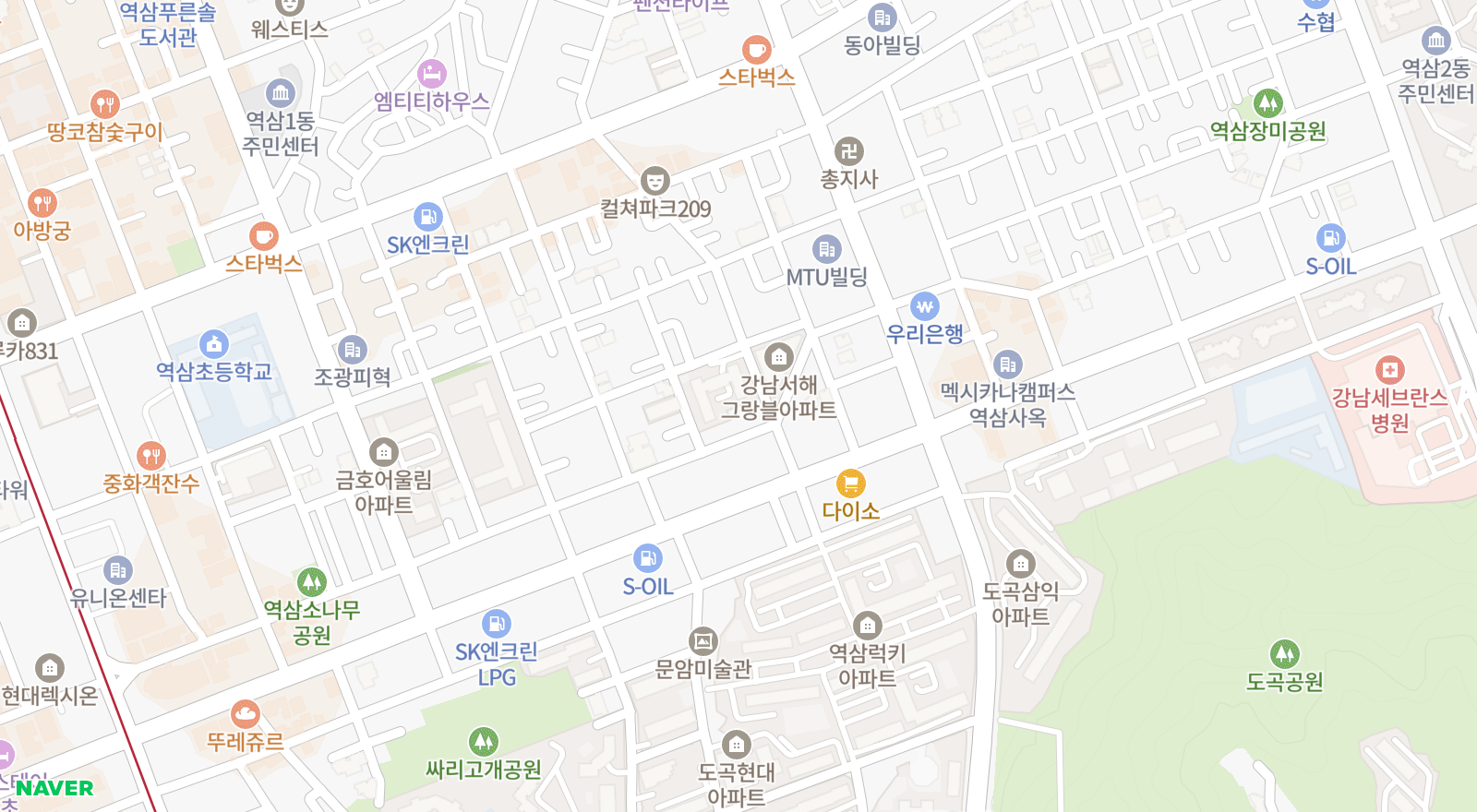 역삼동 일대 지도