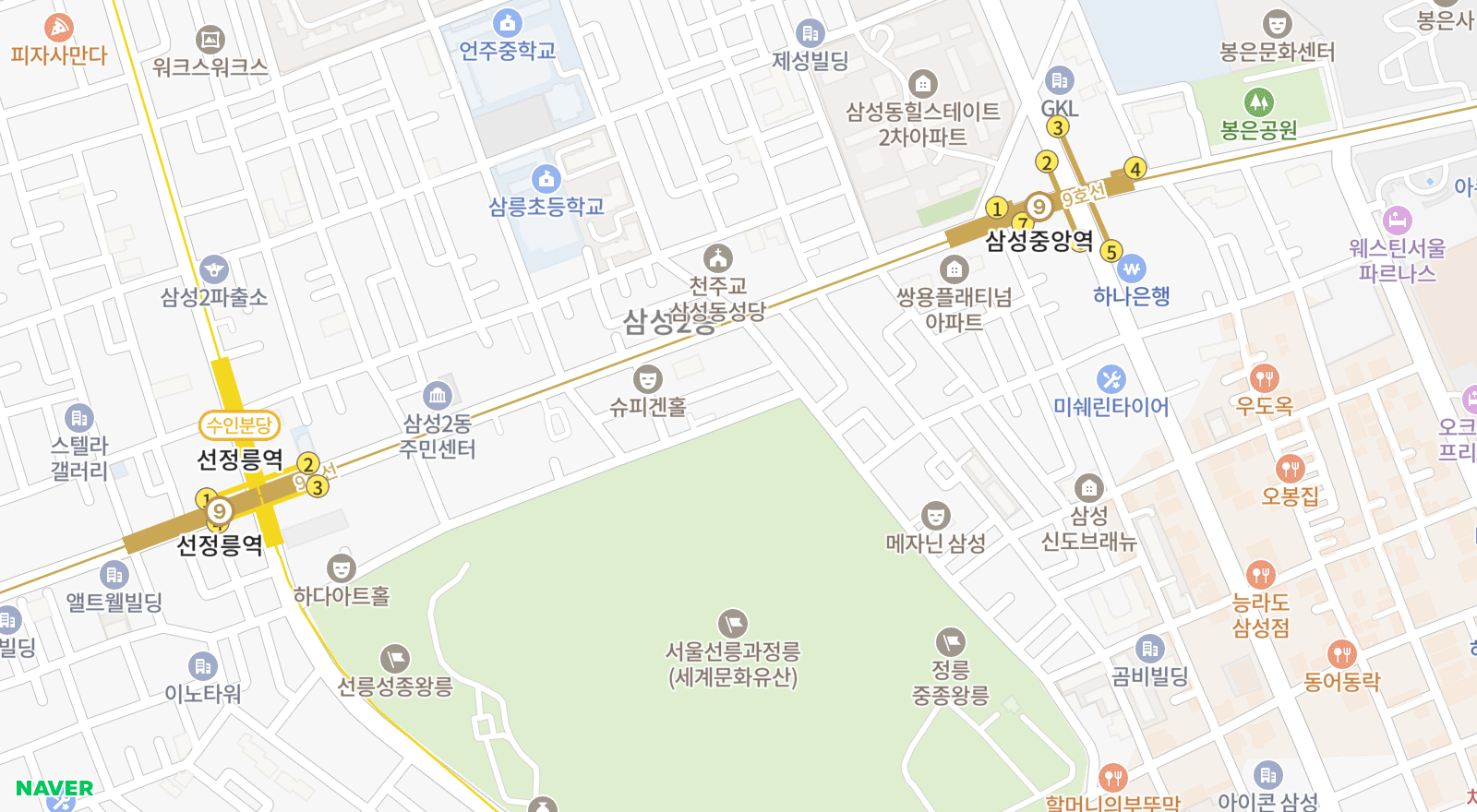 삼성동 일대 지도