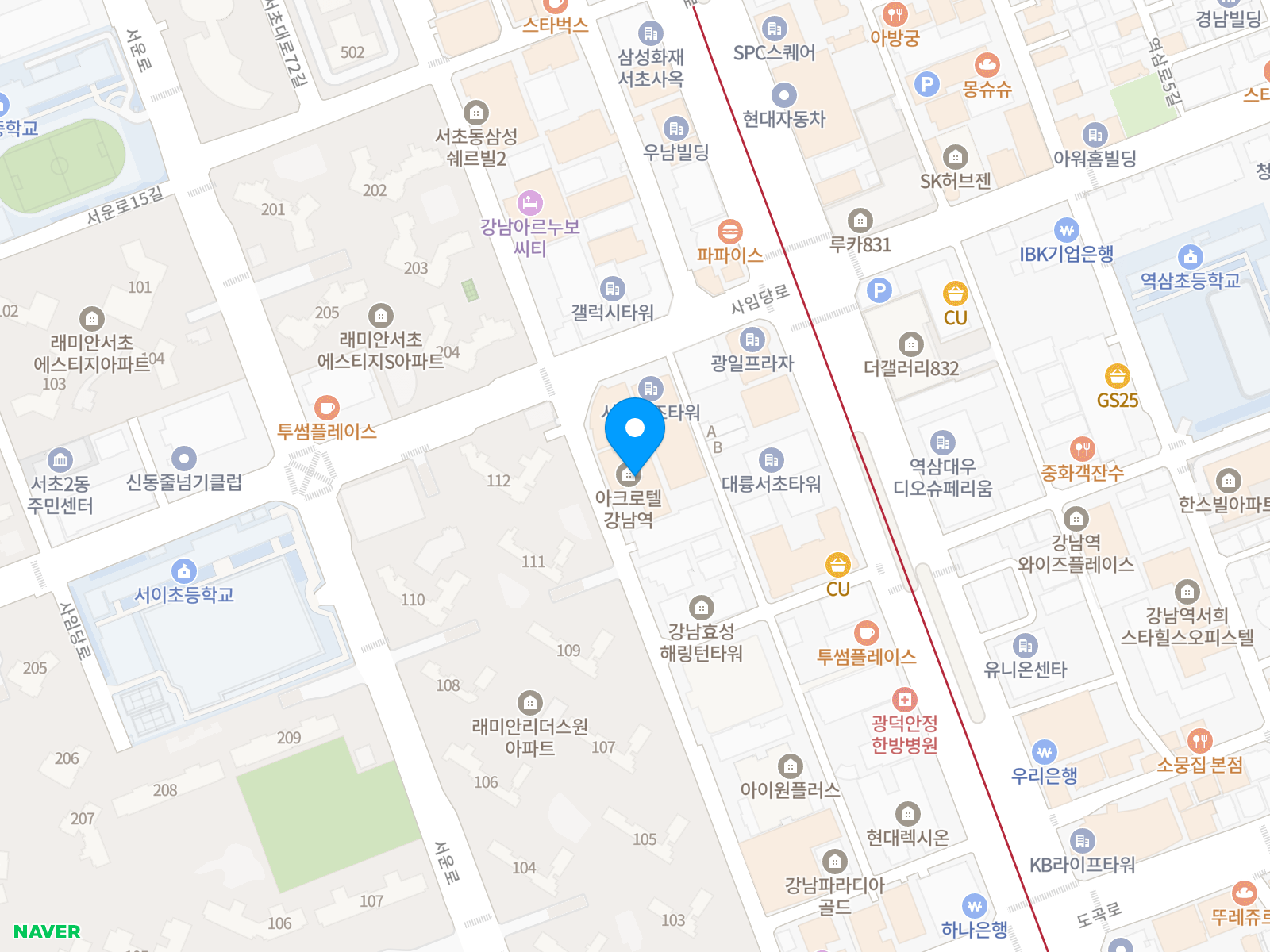 아크로텔강남역 주변 지도